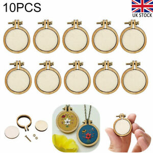 10x Mini Embroidery Hoop Ring Wooden Cross Stitch Frame Hand Crafts Tool UK