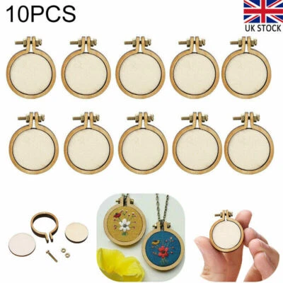 10x Mini Embroidery Hoop Ring Wooden Cross Stitch Frame Hand Crafts Tool UK - Image 1 of 4