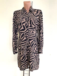 Ganni Zebra Print Women Mini Shirt Dress Size 38 /M UK10 - Picture 1 of 9
