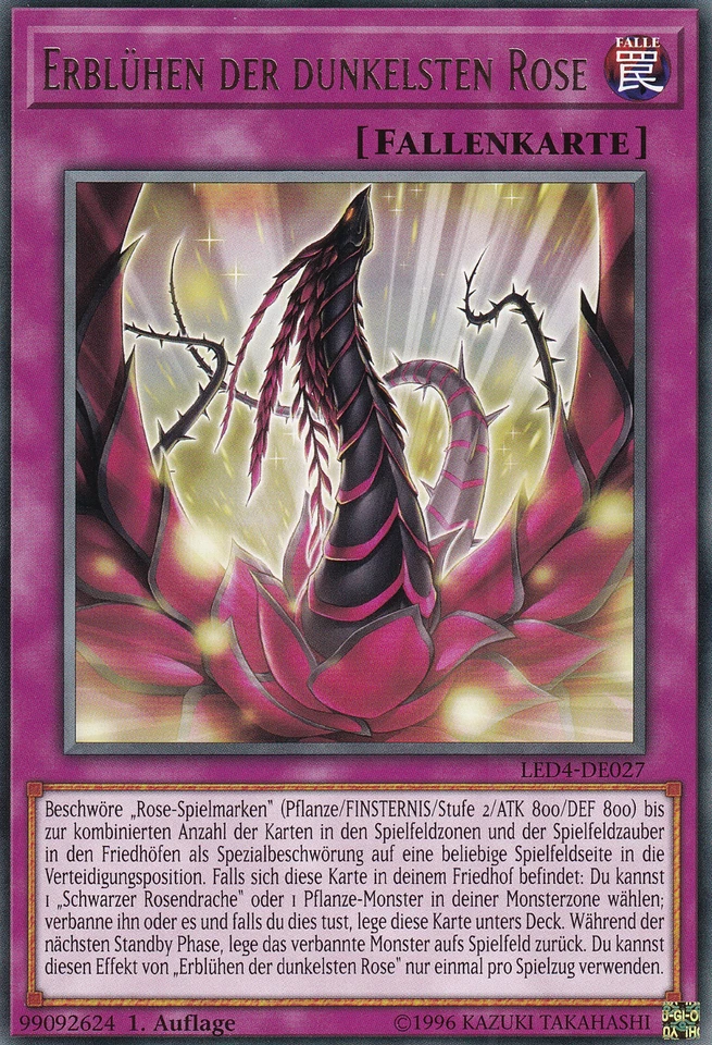 Yugioh LED4-DE027 Erblühen Der Dunkelsten Rose (Rare) - Bild 1 von 1