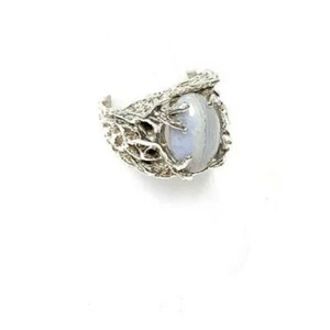 New Vintage Chalcedony Handcrafted Silver Ring Size 6.5   - Picture 1 of 4