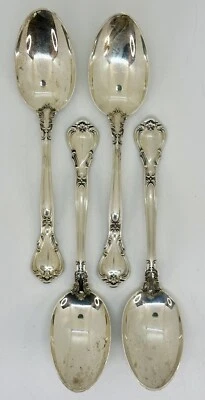 JUEGO DE 4 CUCHARAS SOPERAS OVALADAS DE POSTRE GORHAM CHANTILLY PLATA ESTERLINA 7" Foto 1 de 4