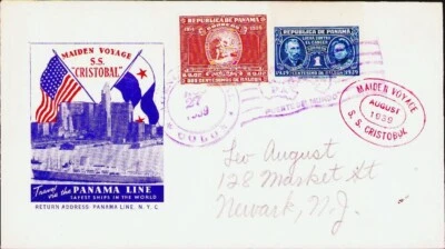 PANAMÁ EE. UU. 1939 VIAJE INAUGURAL SS CRISTOBAL LÍNEA PANAMÁ Foto 1 de 2
