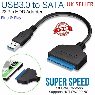 USB 3.0 To SATA 22 Pin 2.5 Inch Hard Disk Drive SSD Adapter Connector Lead Cable - Image 1 of 4