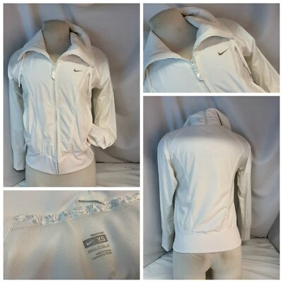 Chaqueta Nike Fit Dry XS Mujer Blanca Poli Cremallera Completa Forrada Usada Una Vez YGI K1-633 Foto 1 de 4