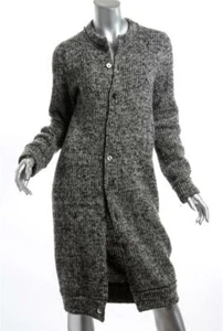 COMME DES GARCONS Gray Black Knit Long Sweater Button Front Jacket Cardigan M - Picture 1 of 6