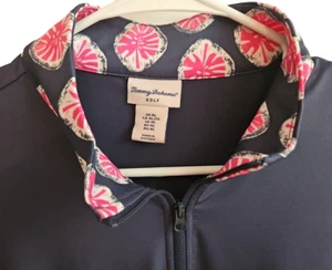 Tommy Bahama Golf 1/4 Zip Damen XL Kurzarm blau Oberteil mit Kragen Akzenten - Bild 1 von 6