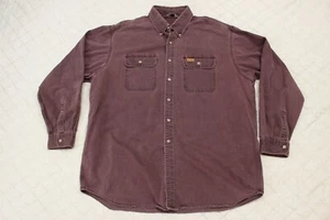 VTG Carhartt mens sz XL western burgandy button up long sleeve work shirt - Picture 1 of 10