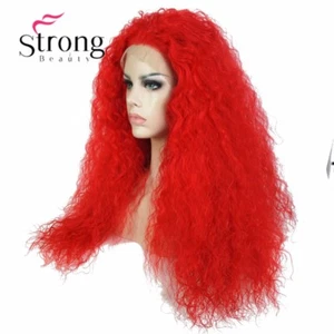 StrongBeauty Red Lace Front Long Kinky Curly High Heat Synthetic Wig - Picture 1 of 5
