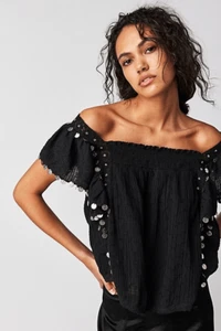 New freebies People Metal Coin Embellished Top Size XS - Picture 1 of 8