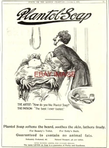 Advert for PLANTOL Toilet Soap Original 1905/6 'Barber's Chair' Print Ad 723/48 - Foto 1 di 1