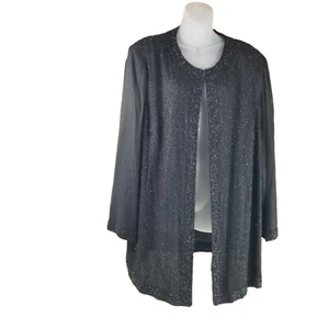 Vintage 90s Stenay 100% Silk Blazer Jacket  Womens 2X Embellished Black Beaded - Picture 1 of 17