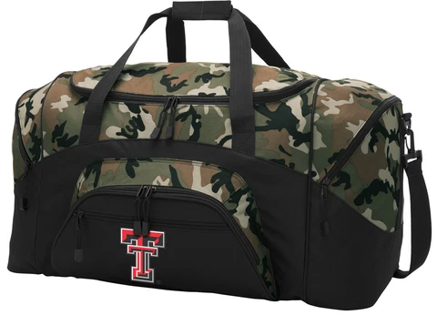 Texas Tech Duffel BAG CAMO Gym Bags Suitcase LOADED w/ POCKETS Cover