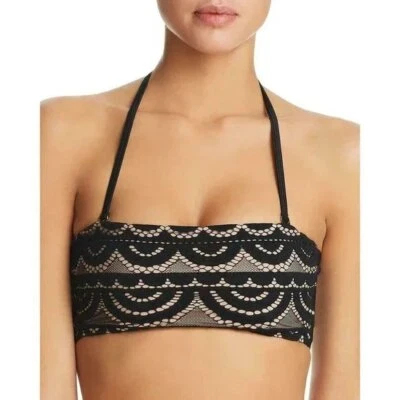 $80 PilyQ Negro Desnudo Encaje Bandeau Extraíble Halter Bikini Top Pequeño NUEVO P400 Foto 1 de 4