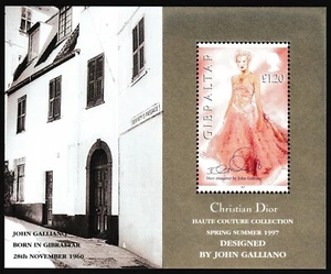 Gibraltar Block 1997 John Galliano Fashion Designer Christian Dior MNH aXF Z3674 - Picture 1 of 8