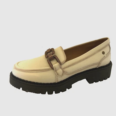 Zapatos Pikolinos EU 38 US 8-7.5 Avilés Mocasín Eslabón de Cadena Cuero Blanco NUEVO $190 Foto 1 de 4