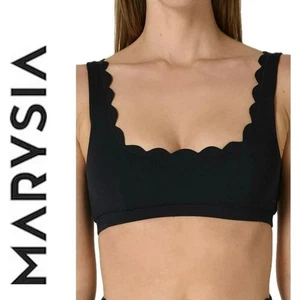MARYSIA PALM SPRING BIKINI TOP BLACK SCALLOPED EDGES SZ XL AESTHETIC GOTHCORE - Picture 1 of 13
