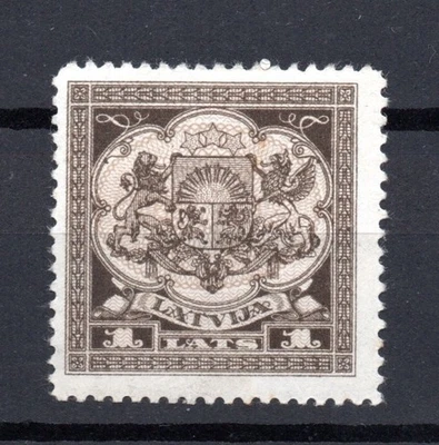 Latvia 1927 old 1 L.definitive stamp (Michel 123) nice MLH - Image 1 of 2