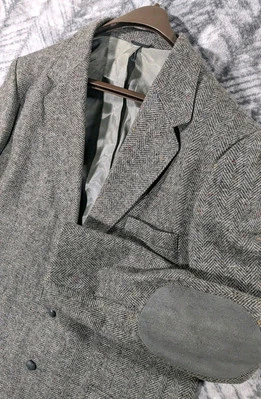 Blazer vintage Farah Donegal manchado espiga tweed parche gamuza codo para hombre 46 L Foto 1 de 4