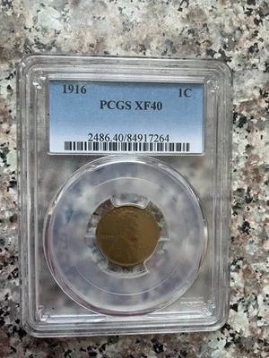 1916 P US Wheat Penny PCGS XF40 - Image 1 of 2