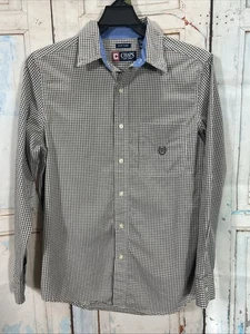 Chaps Mens Shirt Easy Care Long Sleeve Brown/White Plaid Size Small - Picture 1 of 6