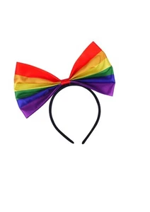 HENBRANDT Rainbow Pride Headband with Giant Bow 80s Retro Novelty Headwear with - Picture 1 of 1