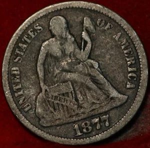 1877 Philadelphia Mint Silver Seated Liberty Dime - Picture 1 of 2