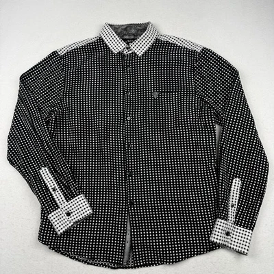 Camisa Rock Roll-n-Soul Para Hombres XL Negra Blanca Lunares Botón Frontal Algodón Informal Foto 1 de 4