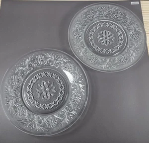 Set of 2 Anchor Hocking SANDWICH Glass Salad Plates Clear - Picture 1 of 11