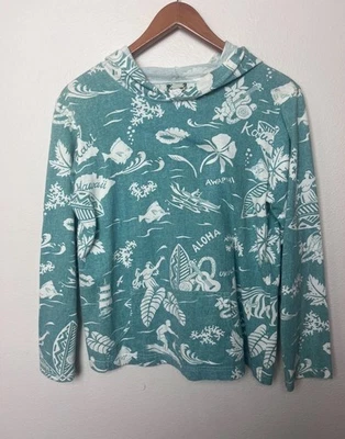 Vintage KAMEHAMEHA Hawaiian Print Shirt Hoodie Women’s Sz Small Green - Image 1 of 4