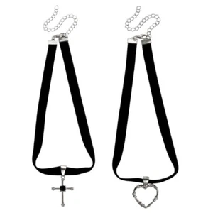 Trendy Black Rope Cross/Love Heart Necklace Pendant Neck Chain Unique Design - Picture 1 of 9