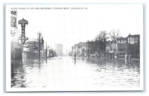 Louisville, KY Disaster Postcard - Flood Scene at 4th and Broadway looking West - Picture 1 of 2