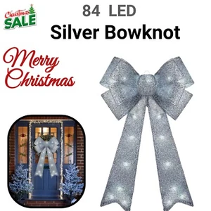 Silber Schleife 84 LED Lichter weiß Kupfer batteriebetrieben Weihnachtsdekoration UK - Bild 1 von 4