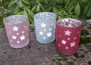 Windlichter Sterne (3 Stück) Schattenspiel Glas Teelichthalter inkl. Versand - Bild 1 von 1