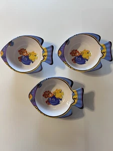 Set of 3 Tropical Bowls in Shape of Fish - Picture 1 of 8
