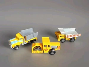 3 Vintage Matchbox Diecast Construction Vehicles Dump Trucks Roller 1981 & 1989 - Picture 1 of 23