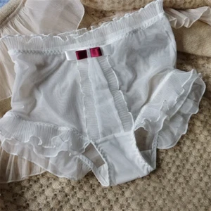 New Women's Sexy Transparent Panties Briefs Mesh Bow Japanese Princess Underwear - Picture 1 of 7