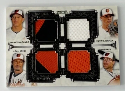 2014 MUSEUM QUAD PATCH 70/99 MANNY MACAHDO DAVIS GAUSMAN JONES BALTIMORE ORIOLES - Image 1 of 2