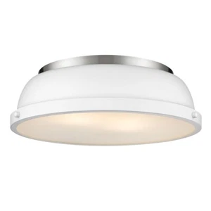 Golden Lighting Duncan 2 Light Flush Mount, Pewter/White Shade - 3602-14PW-WHT - Picture 1 of 1