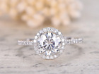 2.3ct Round Cut Lab-created Ring Halo Wedding 14k White Gold Plated