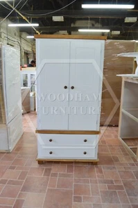 HANDMADE FLORIDA COUNTRY GENTS WARDROBE IVORY / LIGHT OAK WAX (NOT FLATPACKED) - Picture 1 of 14