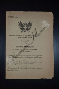 Regio Decreto VEII Autorizzazione leva militare per giovani nati nel 1854 - 1874 - Bild 1 von 1