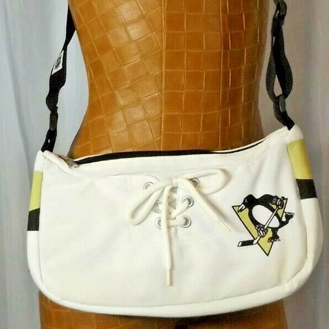 Pro-Fan-ity Pittsburgh Penguins Jersey Cross body Purse Bag White Zipper NHL Cover