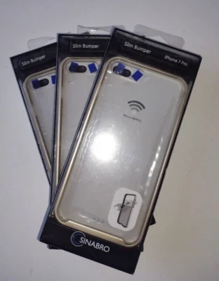 Wholesale Clear Phone Cover Case Slim Bumper Cover For iPhone 7 Clear w Gold Rim - Image 1 of 4