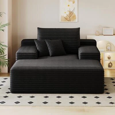 68" Oversized Boneless Chaise Lounge Sofa Bed Reading Chair Corduroy Cloud Couch - Image 1 of 4