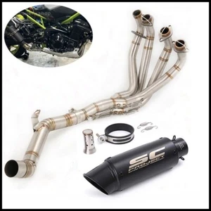 Puntas de escape negras para Kawasaki Z900 2017-2025 sistema completo tubo de cabezal delantero - Imagen 1 de 13