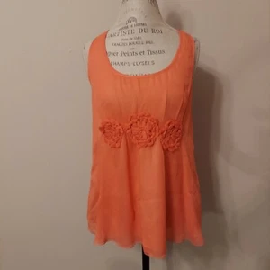 Max Studio Special Addition Silk Chiffon Orange Long Tank Top Size L - Imagen 1 de 4
