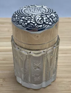 Antique Victorian Davis & Galt Silver Repoussé Hinged Vanity Dresser Jar Lidded - Picture 1 of 16