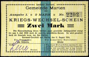 MARTEN 1914 2 Mark Early WWI German Notgeld - Picture 1 of 2