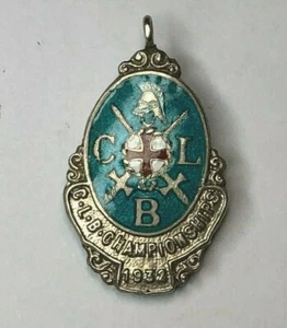 Church Lads Brigade Championships Medal fob 1932 Solid Silver & Enamel - Picture 1 of 4
